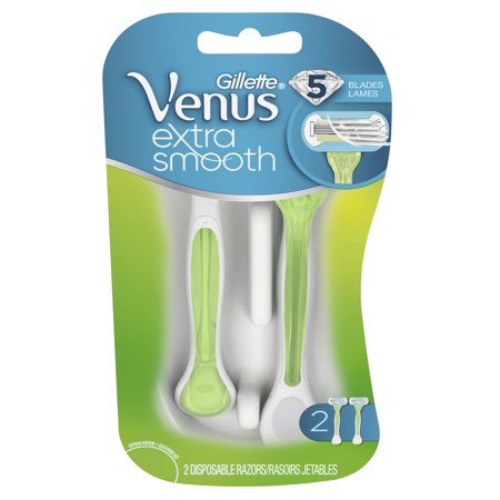 Max Blue Razor - Gillette Venus Extra Smooth Green Disposable Women's Razors - 2 Count