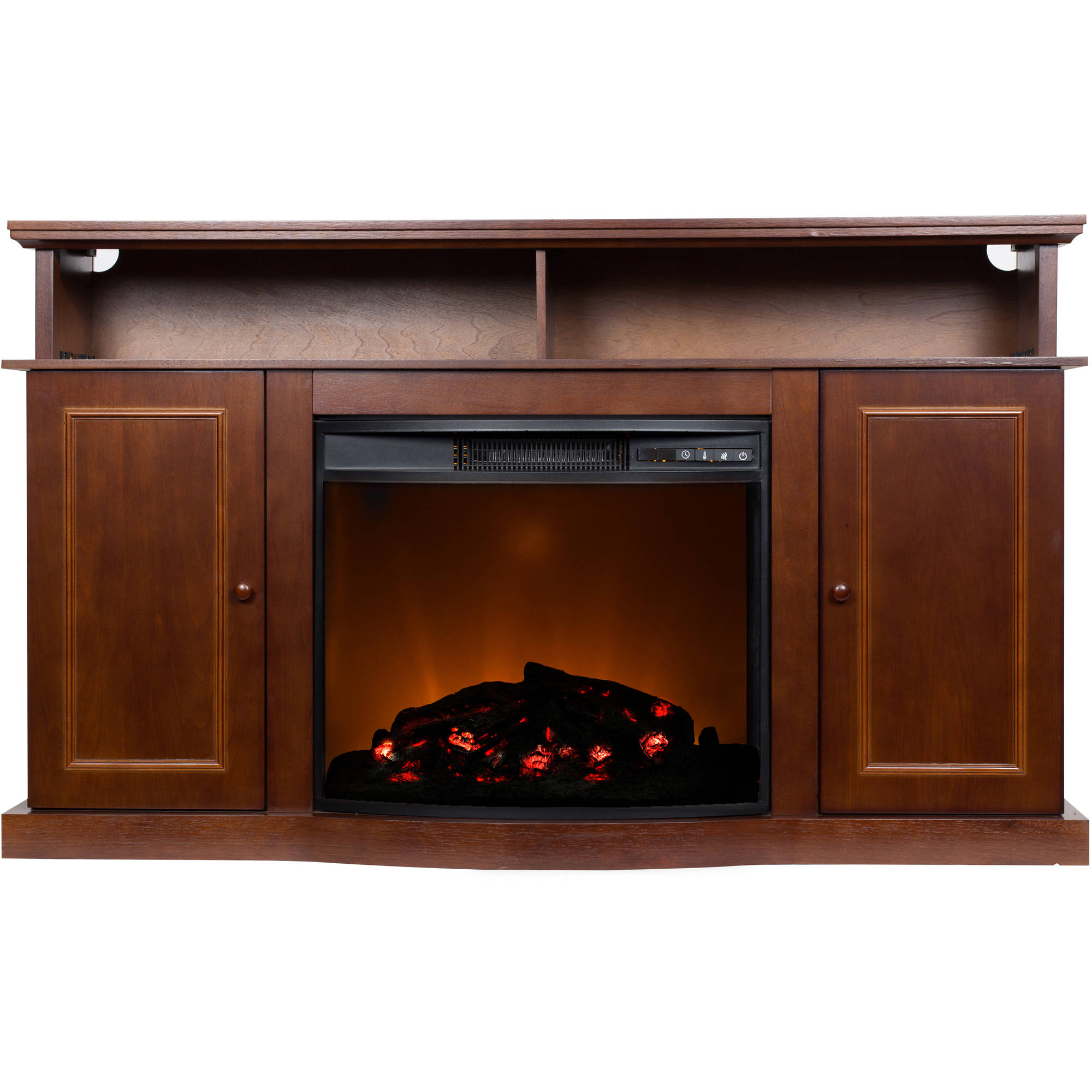 Décor Flame Luciano 56'' Media Fireplace, for TVs up to 65'', Chestnut