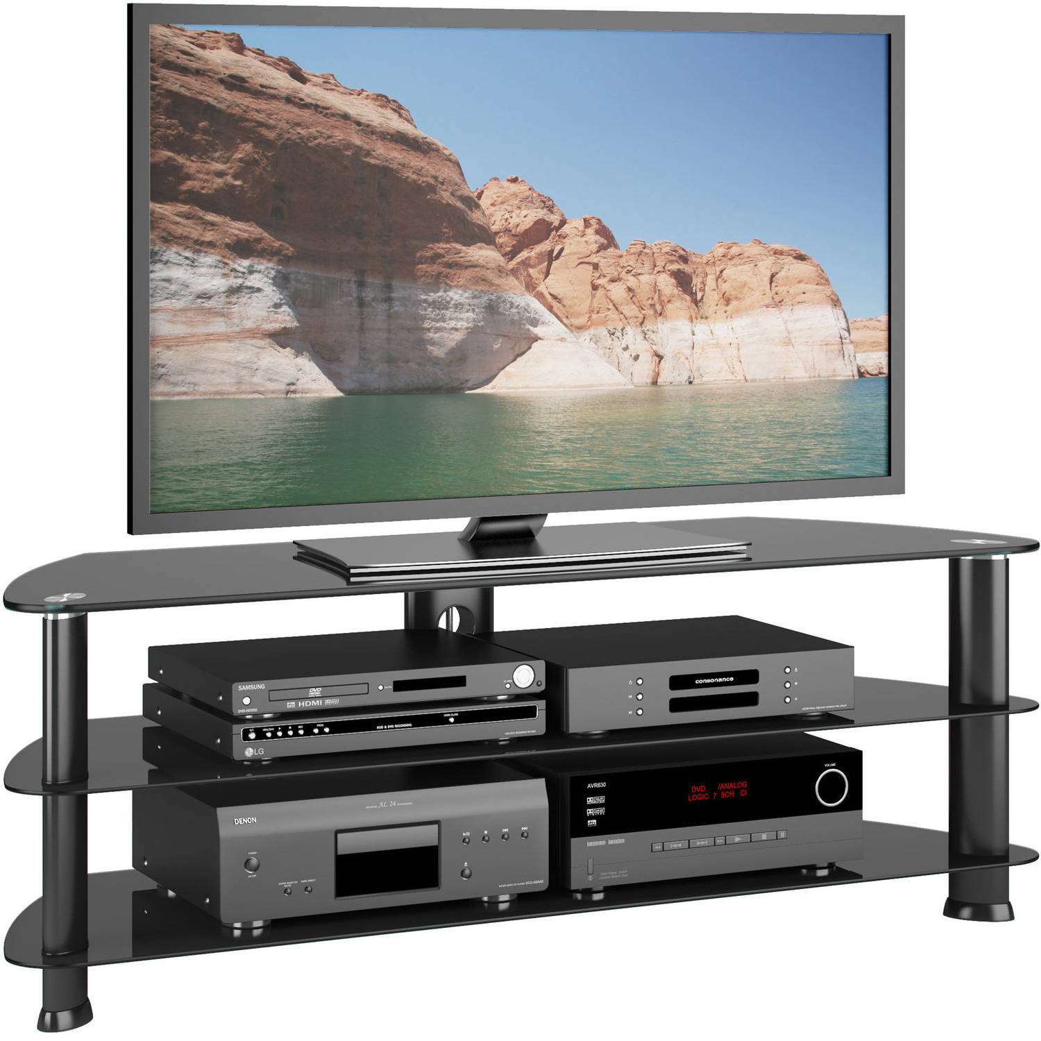 CorLiving TRL-501-T Laguna Satin Black TV Stand for TVs up to 60''