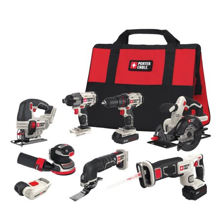 PORTER CABLE 20-Volt Max Lithium-Ion 8-Tool Combo Kit, PCCK6118 ...