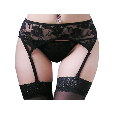 Sexy Silk stockings, Coxeer Womens Lace Garter Belt Panties & Black Stockings Lingerie Set for Gift