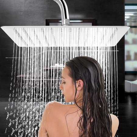 - 12''/6''/4'' Square & Round Stainless Steel Rainfall Showerhead Rain Shower Head Bathroom Chrome Top Sprayer