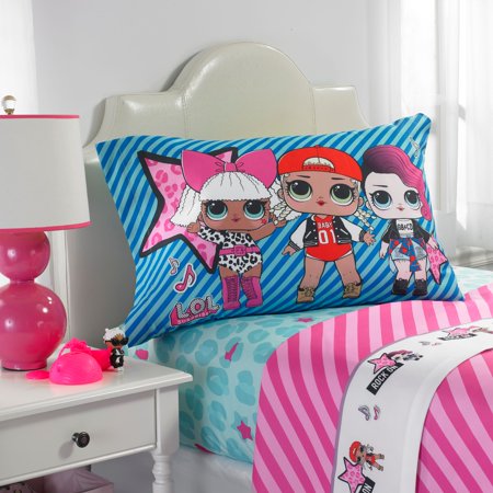 Girls Twin Bedding Sets - L.O.L. Surprise! Blue or Pink Kids Bedding Sheet Set, 1 Each