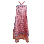 Mogul Vintage Wrap Skirt Reversible Silk Sari Skirt 2 Layer Pink Boho Style Dress