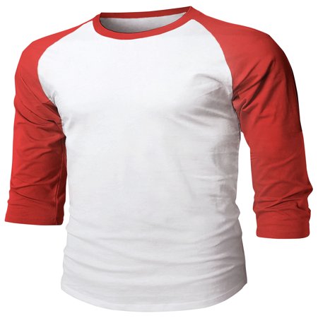 Plain Mens Linen Shirt Mens Baseball Raglan 3/4 Sleeve Plain Jersey Team Uniform Athletic Sportswear T Shirt ()