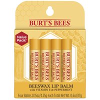 Burt's Bees 100% Natural Moisturizing Lip Balm, Original Beeswax with Vitamin E & Peppermint Oil - 4 Tubes