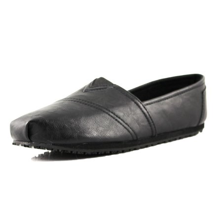 OwnShoe Women's No Slip No Skid Slip Resistant Faux Leather Flat Shoes for (Best Shoes For Pes Cavus)
