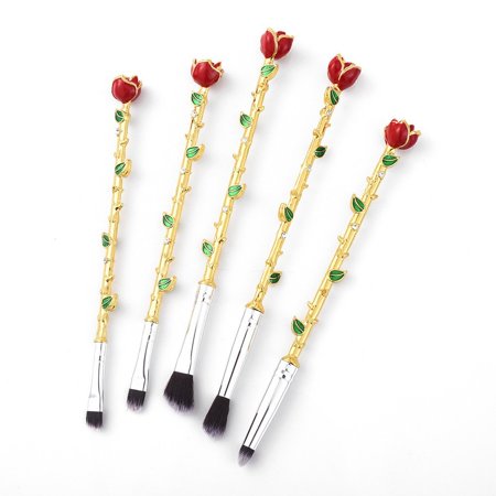 5pcs Beauty Eye Shadow and the Beast Rose Flower Shape Makeup Brushes