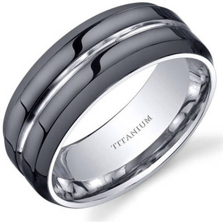 Men's Black Comfort Fit Titanium Wedding Band Ring,