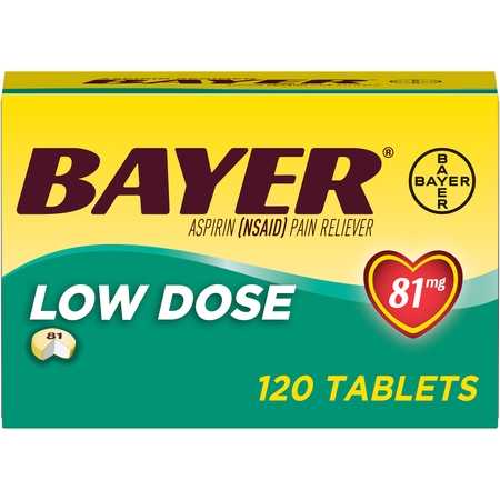 Aspirin Regimen Bayer Low Dose Pain Reliever Enteric Coated Tablets, 81mg, 120 (Best Low Dose Aspirin Brand)