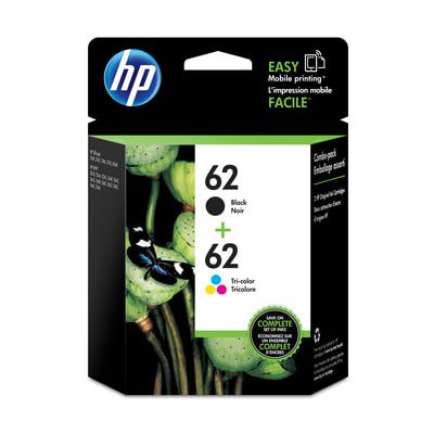 - HP 62 Black & Tri-color Original Ink Cartridges, 2 pack (N9H64FN)