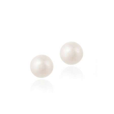 5.5-6mm Freshwater Cultured White Button Pearl Sterling Silver Stud (Best Quality Pearl Earrings)