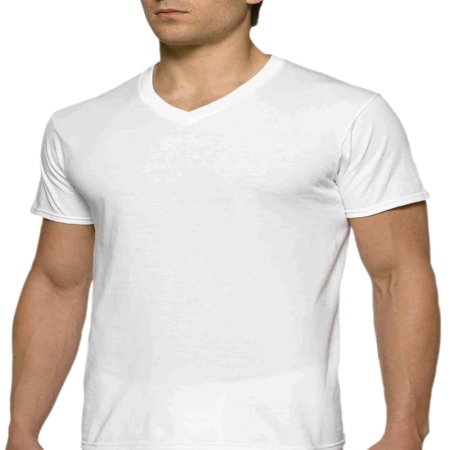 Mens Short Sleeve V-Neck White T-Shirt, 6-Pack