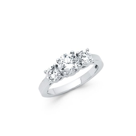 Sterling Silver Engagement Anniversary Ring - Jewels By Lux 925 Sterling Silver Polished 3 Stone Cubic Zirconia CZ Anniversary Wedding Engagement Ring Size 5.5