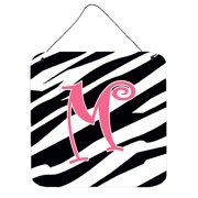 Zebra Kitchen Accessories Letter M Initial Zebra Stripe And Pink Wall Or Door Hanging Prints