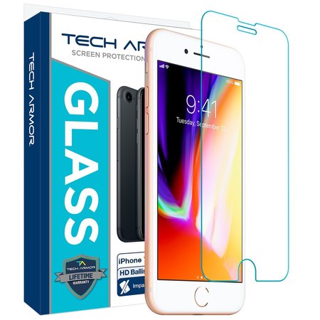 Tech Armor Apple iPhone 6 Plus, iPhone 7 Plus, iPhone 8 Plus Ballistic Glass Screen Protector, Premium Tempered Glass for iPhone 6 Plus, 7 Plus, 8 Plus, Clear