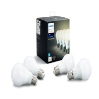 Philips Hue White A19 Smart Light Bulb, 60W LED, 4-Pack