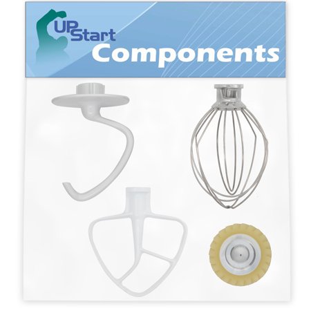 Beater Dough Hook Wire Whip - K45DH Dough Hook & K45B Flat Beater & K45WW Wire Whip & W10112253 Mixer Worm Gear Replacement for Whirlpool 4KSM150PSTG0 Mixer - Compatible with WPW10674618, W10672617, WP9704329 & W10112253
