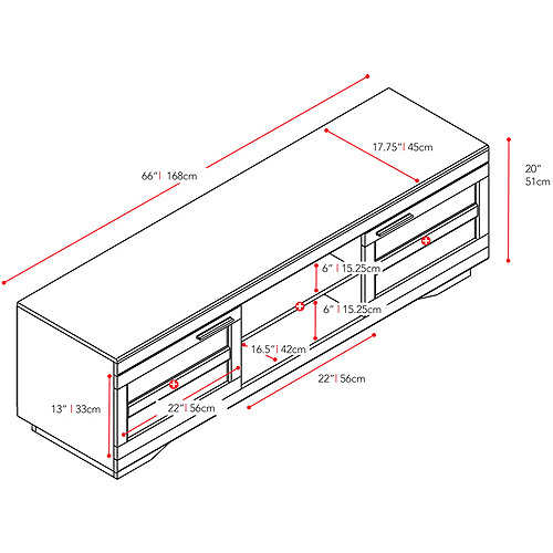 Sonax Granville Wood Veneer TV Stand for TVs up to 80'', Multiple Finishes