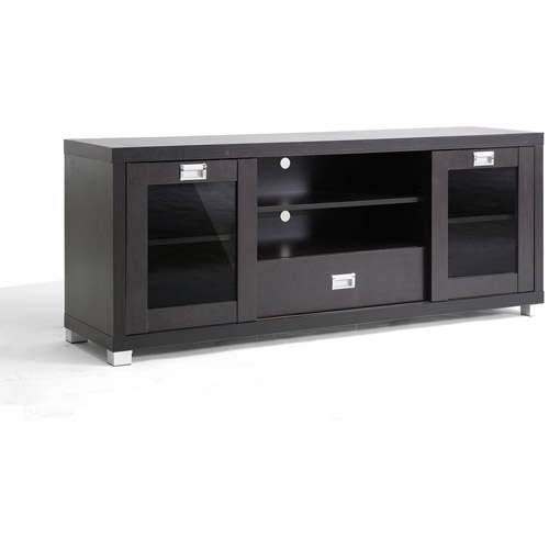 Baxton Studio Matlock Modern Espresso TV Stand with Glass Doors