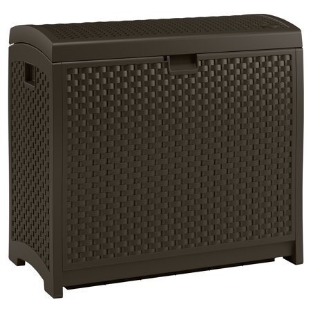 Suncast 73 Gallon Java Resin Wicker Deck Box DBW7300 - Walmart.com