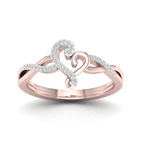 - 1/10Ct TDW Diamond 10K Rose Gold Abstract Heart Fashion Ring