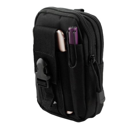 Gadgets Cell - Moto E4 Pouch - Tactical EDC MOLLE Utility Gadget Holder Pack Belt Clip Waist Bag Phone Carrying Holster - (Black) and Atom Cloth for Moto E4