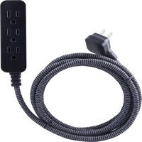Cordinate Designer Extension Cord, 3-Outlet 10-Foot Cord, Black, 42024