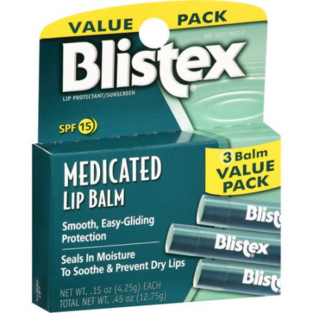 Blistex Medicated Lip Balm, Heals Dry and Chapped Lips, SPF 15, 3-pack ...