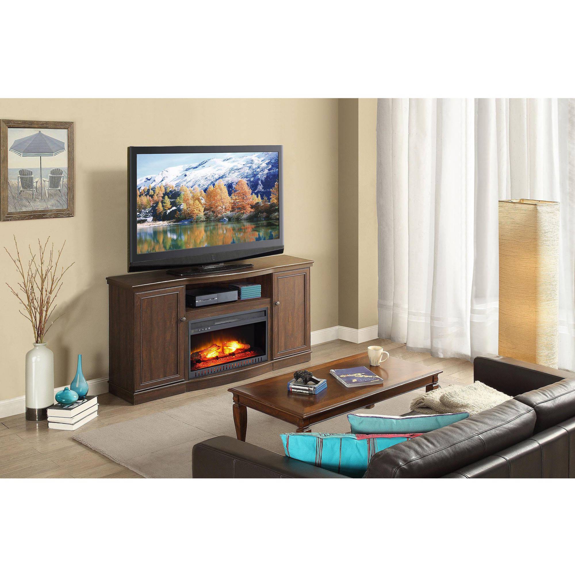 Whalen Media Fireplace for TVs up to 65'', Rustic Brown