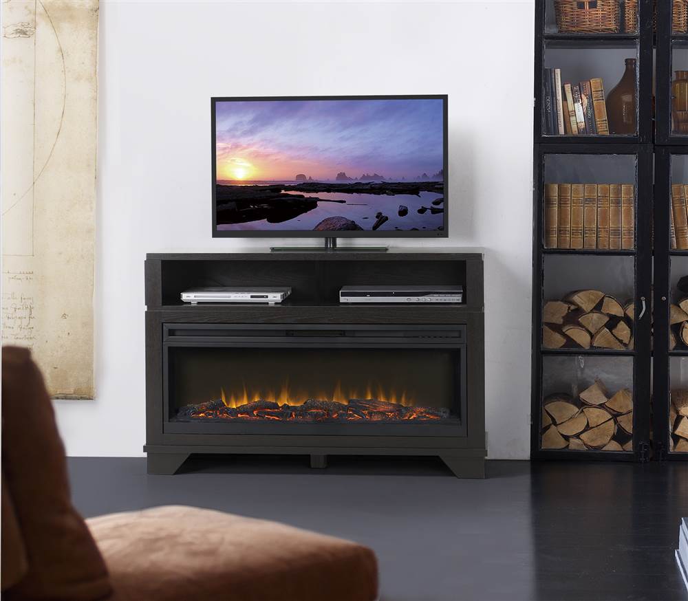 Nereto 48'' Wide Media Fireplace, Black