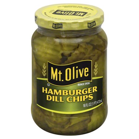 (3 Pack) Mt. Olive Hamburger Dill Chips Pickles 16 fl. oz. (Best Spicy Dill Pickles)