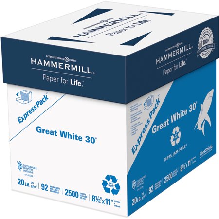 50sht Paper - Hammermill, HAM67780, Great White Recycled Copy Paper, 2500 / Carton, White