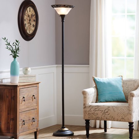 - Better Homes & Gardens Victorian Floor Lamp with Etched Glass Shade