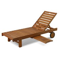Deals on Furinno Tioman Outdoor Hardwood Sun Lounger with Tray