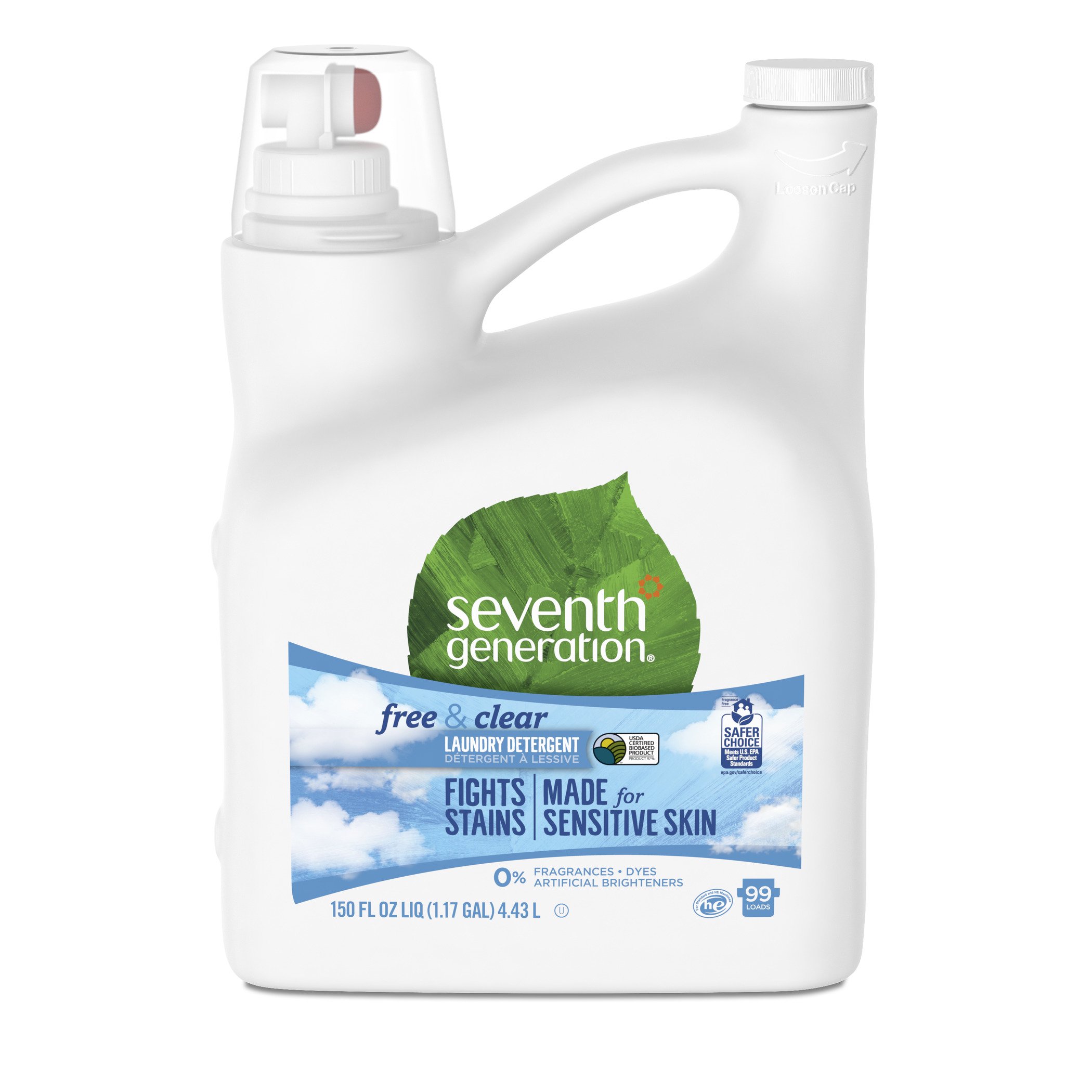 Seventh Generation Liquid Laundry Detergent, Free & Clear, 99 Loads, 150 oz