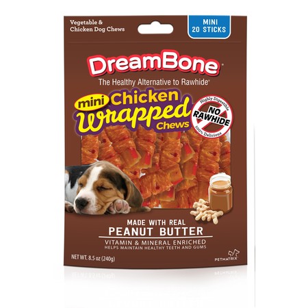 DreamBone Mini Chicken Wrapped Chews with Peanut Butter, (Best Buddy Bits Peanut Butter)