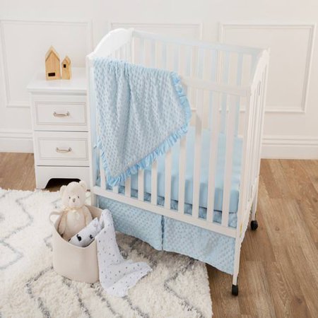 American Baby Company Heavenly Soft Minky Dot 3-Piece Mini/Portable Crib Bedding Set, Blue, for Boys and