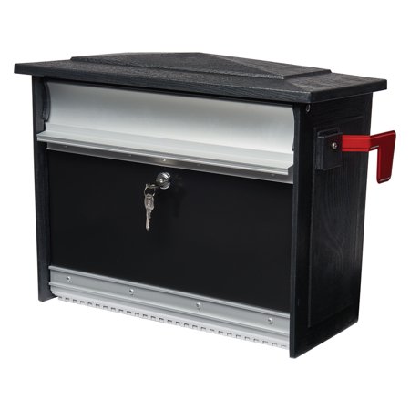 Mount High Security Locking Mailbox Gibraltar Mailboxes Mailsafe Locking Medium Capacity Heavy-Duty Plastic Black Wall Mount Mailbox, MSK00000 ()