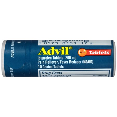 - Advil (10 Count Vial) Pain Reliever / Fever Reducer Coated Tablet, 200mg Ibuprofen, Temporary Pain Relief