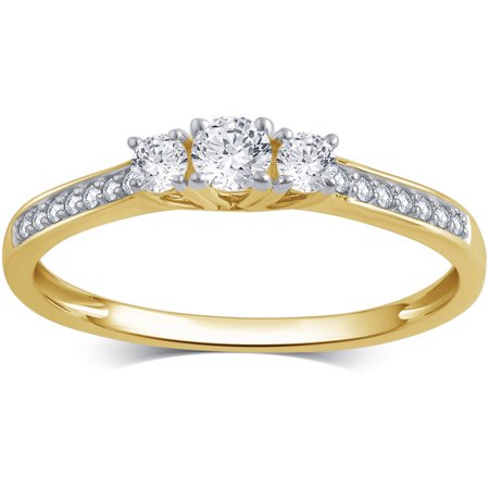 1/4 Carat T.W. Round Diamond 10kt White Gold 3-Stone Plus Engagement Ring,