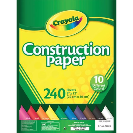 Rainbow Construction Paper - Crayola Construction Paper in 10 Colors, 240 Sheets