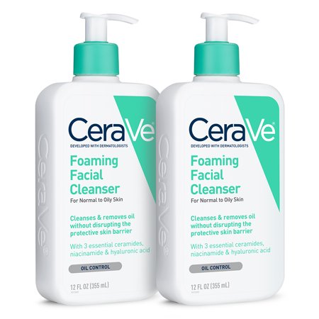 (2 Pack) CeraVe Foaming Face Wash, Cleanser for Normal to Oily Skin, 12 ...