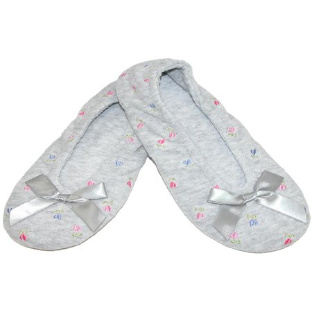 White Bath Slippers - Women's Embroidered Terry Ballerina Slippers
