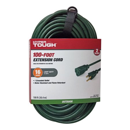 Hyper Tough 100FT 16/3 Green Extension Cord
