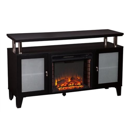 Southern Enterprises Cabrini Fireplace TV Stand in Black