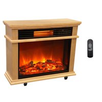 LifeSmart Large Deluxe Mantle Portable Electric Infrared Quartz Fireplace Heater