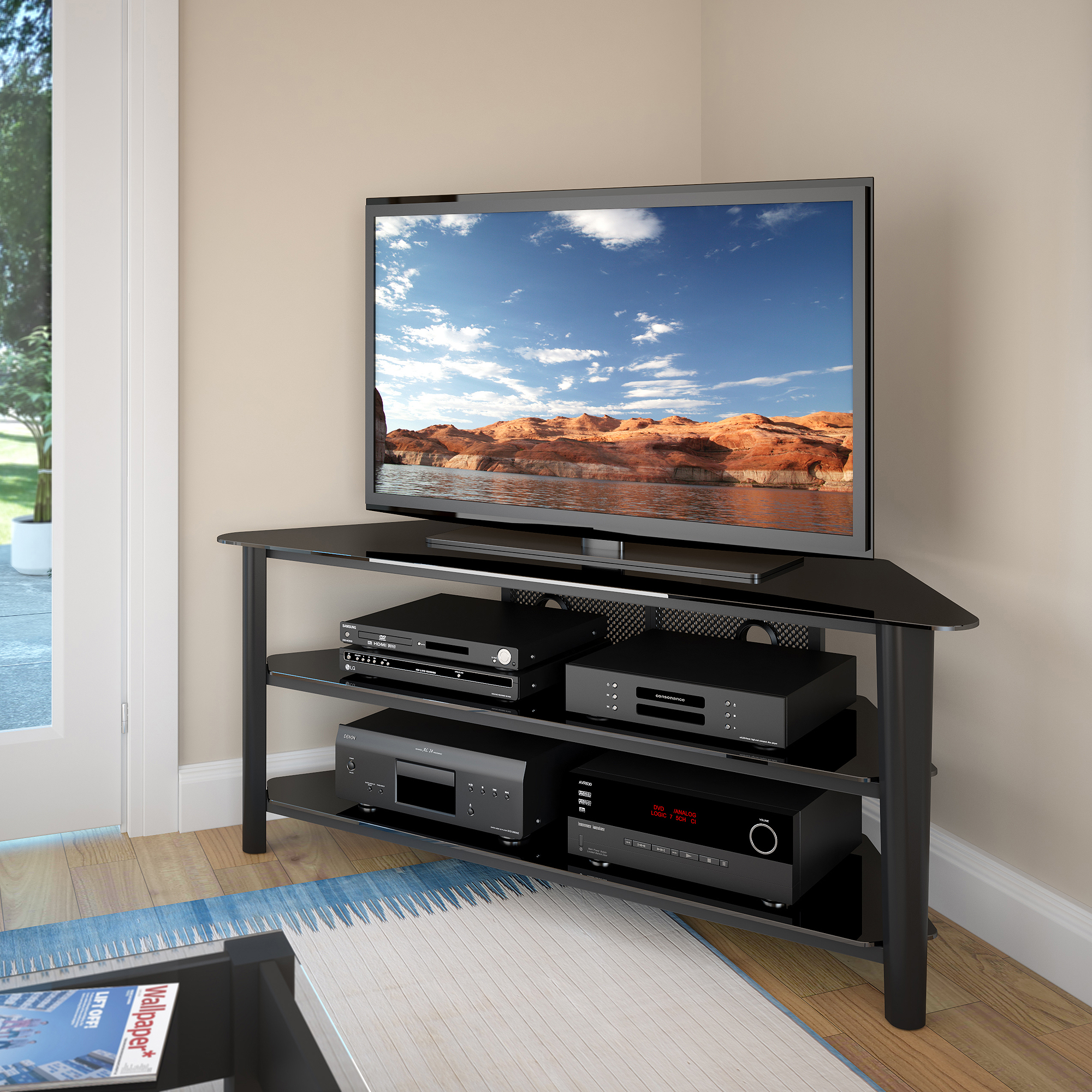 CorLiving Alturas Wood Veneer TV Stand for TVs up to 68''