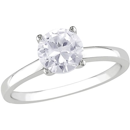 Gold Pink Sapphire Solitaire - 1-1/4 Carat T.G.W. Created White Sapphire 10kt White Gold Solitaire Engagement Ring