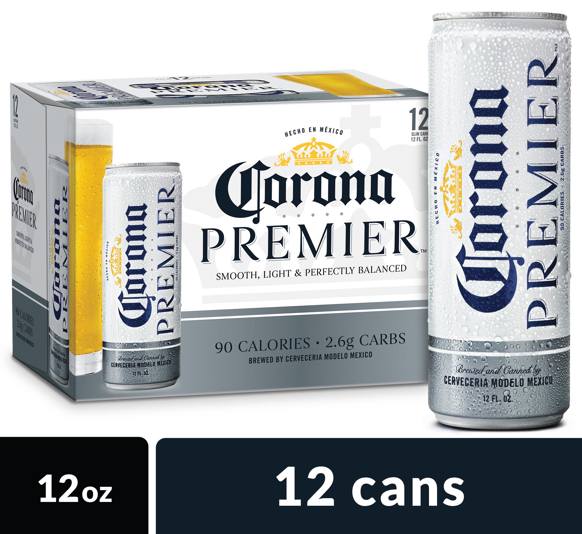 Corona Premier Mexican Import Beer, 12 pk 12 fl oz Cans, 4.0% ABV ...
